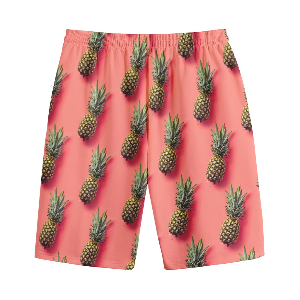 Pastel Pink Pineapple Pattern Print Cotton Shorts