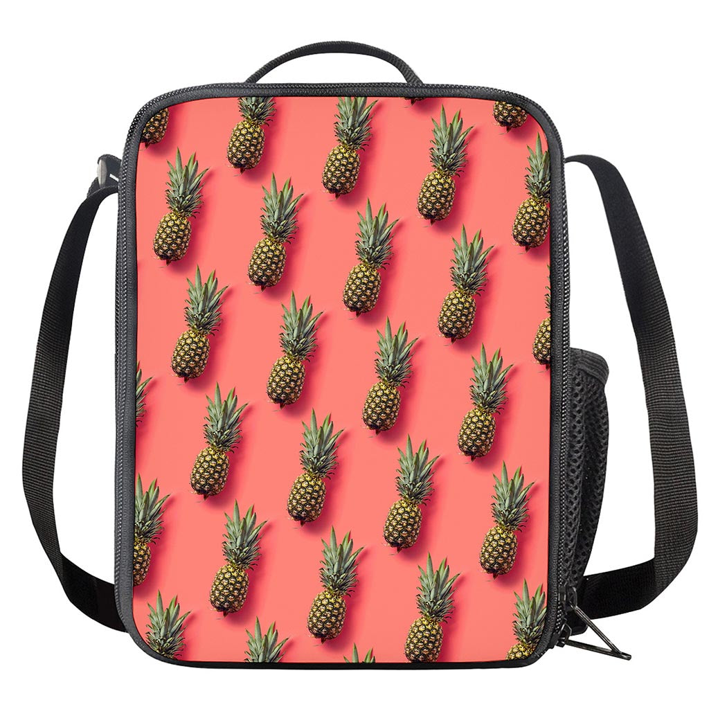Pastel Pink Pineapple Pattern Print Crossbody Lunch Bag
