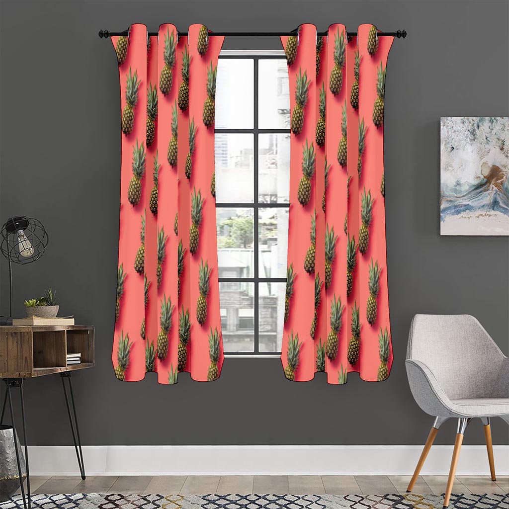 Pastel Pink Pineapple Pattern Print Curtain