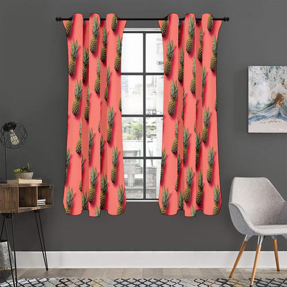 Pastel Pink Pineapple Pattern Print Curtain