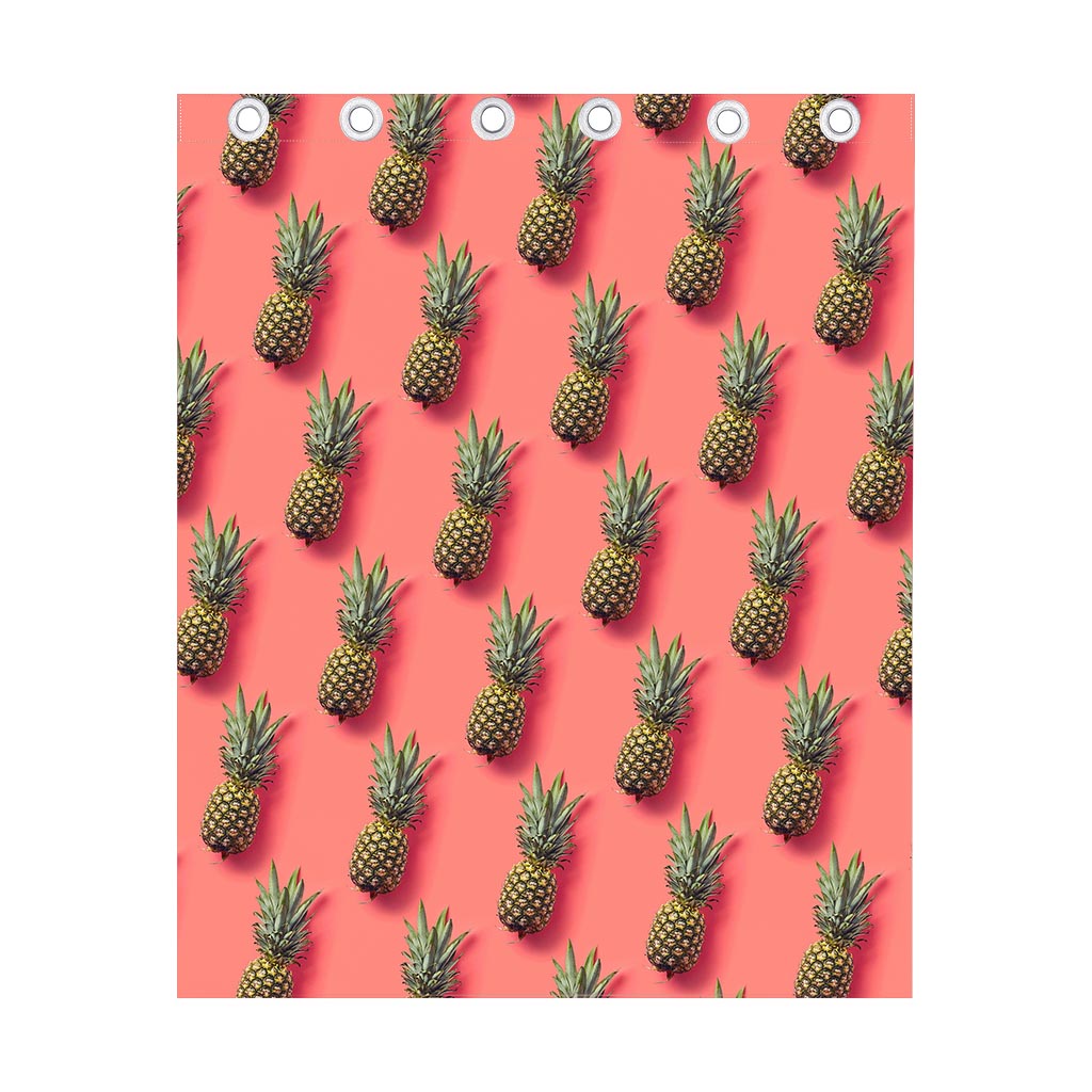 Pastel Pink Pineapple Pattern Print Curtain