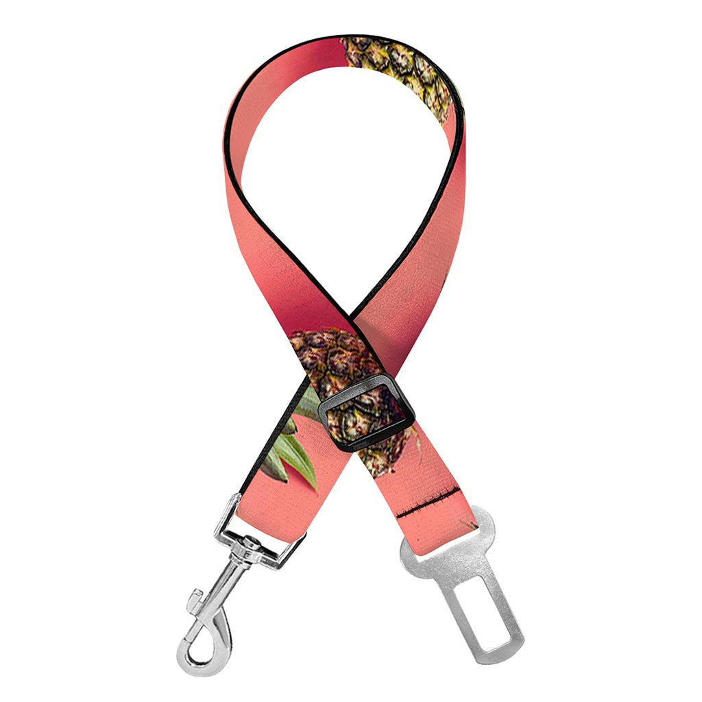 Pastel Pink Pineapple Pattern Print Dog Seat Belt