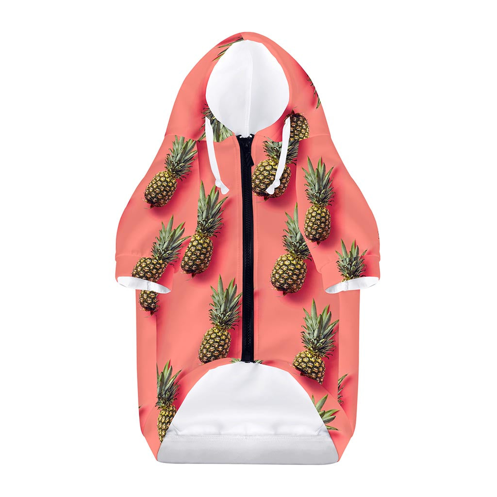 Pastel Pink Pineapple Pattern Print Dog Zip Up Hoodie