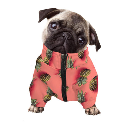 Pastel Pink Pineapple Pattern Print Dog Zip Up Jacket