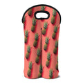Pastel Pink Pineapple Pattern Print Double Neoprene Wine Tote