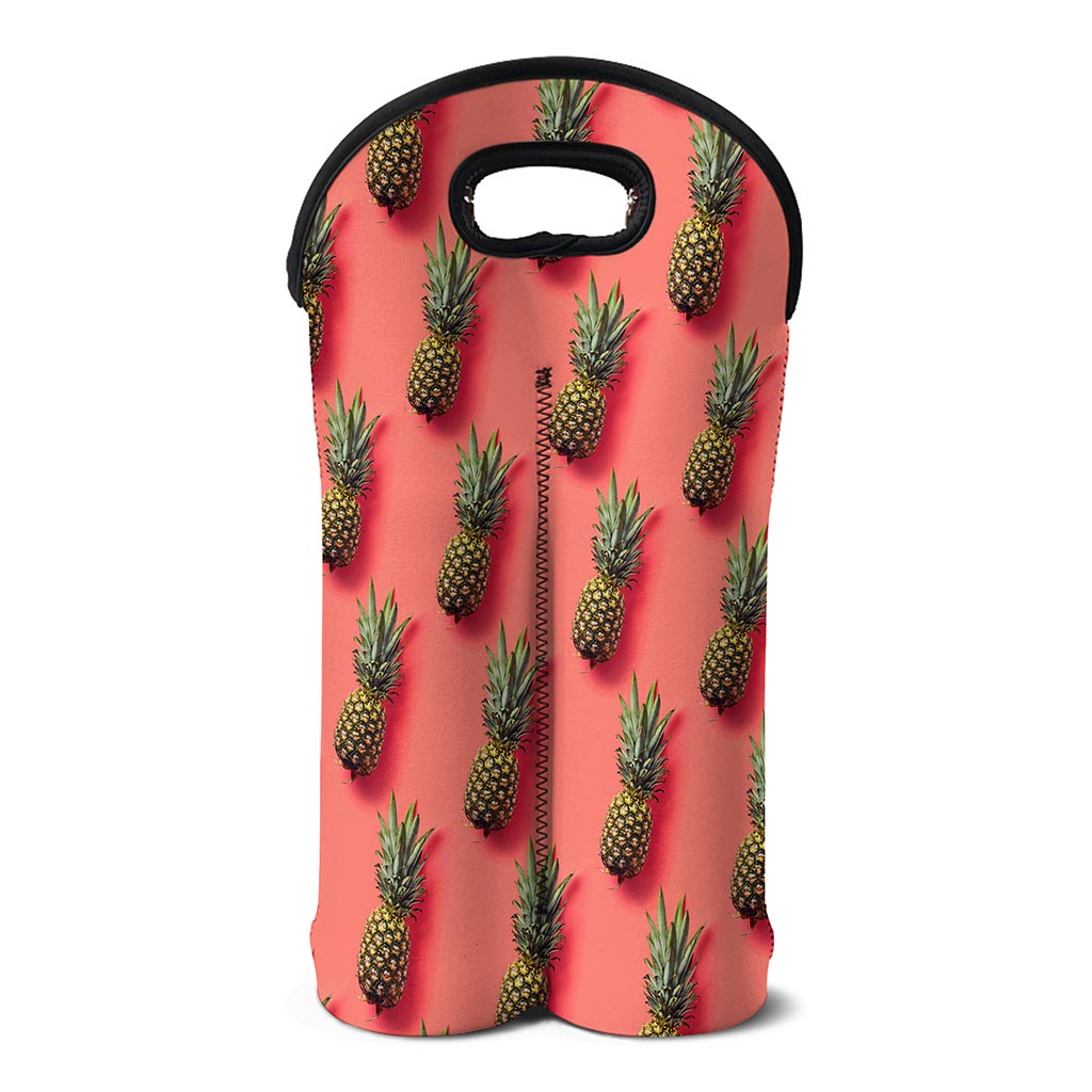 Pastel Pink Pineapple Pattern Print Double Neoprene Wine Tote