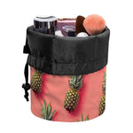 Pastel Pink Pineapple Pattern Print Drawstring Makeup Bag