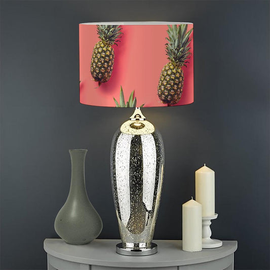 Pastel Pink Pineapple Pattern Print Drum Lamp Shade