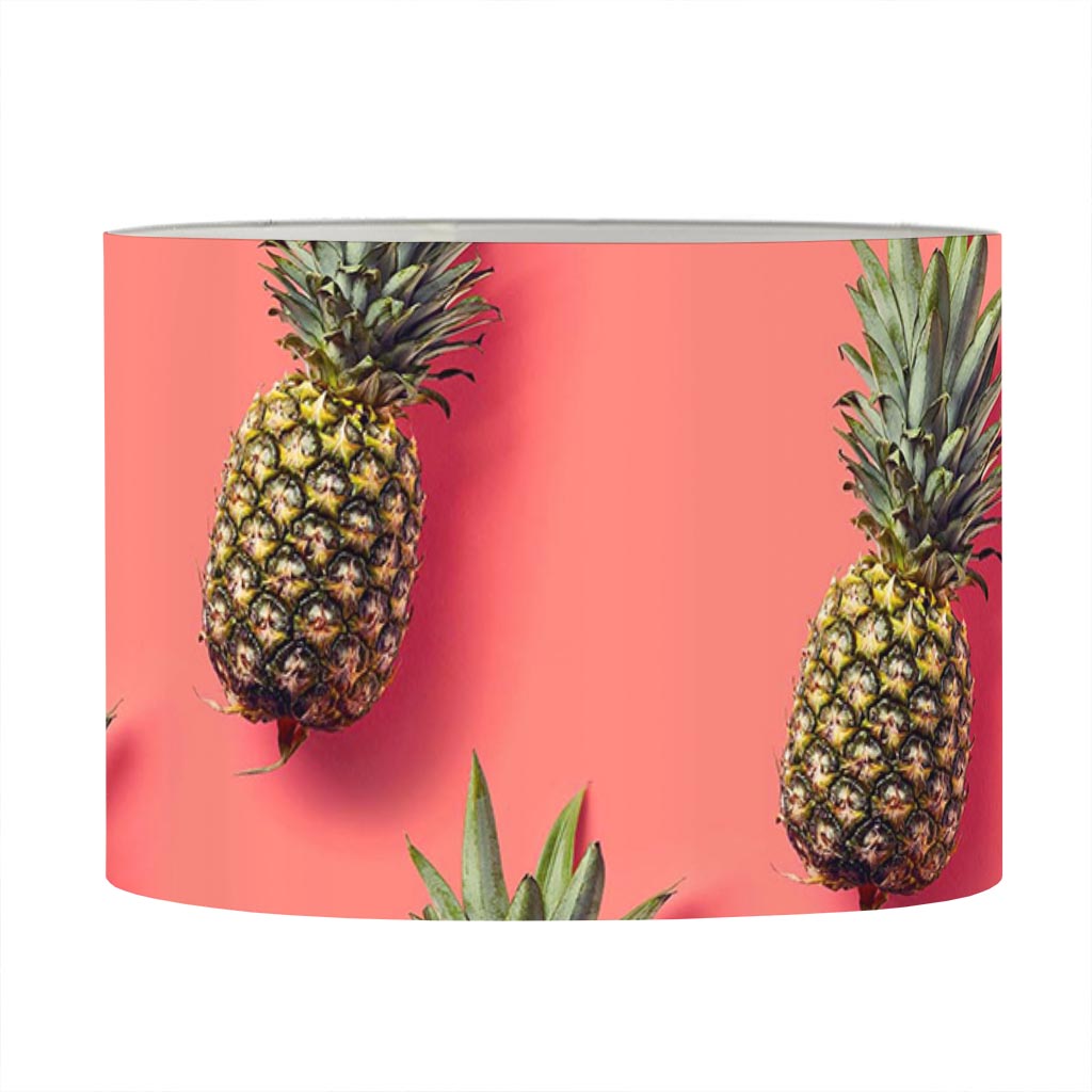 Pastel Pink Pineapple Pattern Print Drum Lamp Shade