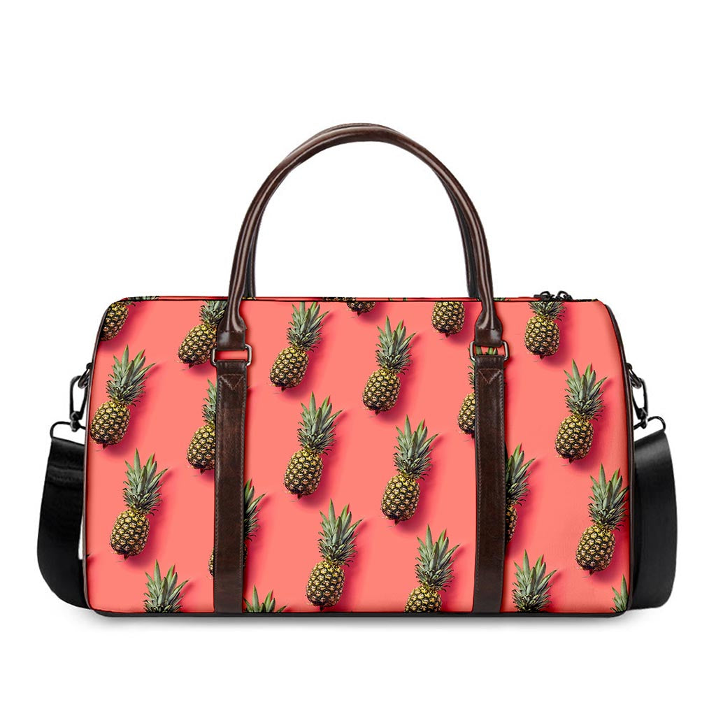 Pastel Pink Pineapple Pattern Print Duffle Bag