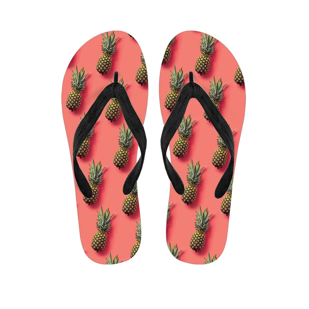 Pastel Pink Pineapple Pattern Print Flip Flops