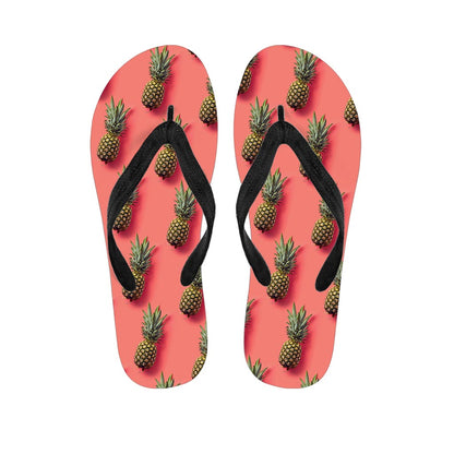 Pastel Pink Pineapple Pattern Print Flip Flops