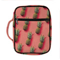 Pastel Pink Pineapple Pattern Print Front Pocket Bible Bag