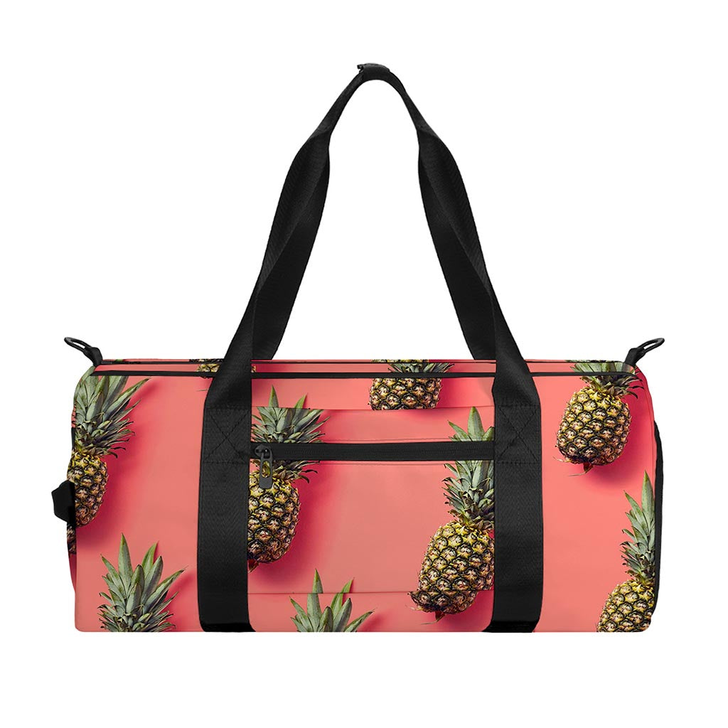 Pastel Pink Pineapple Pattern Print Gym Bag