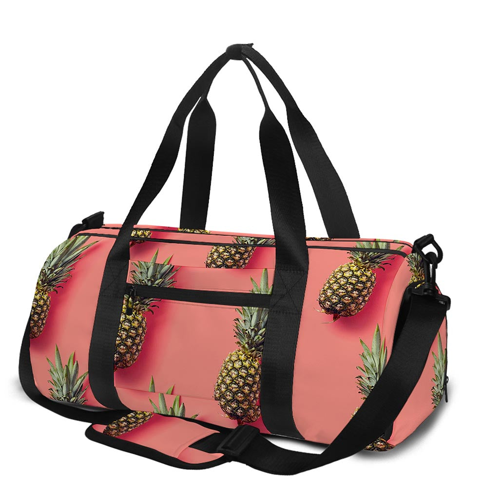 Pastel Pink Pineapple Pattern Print Gym Bag