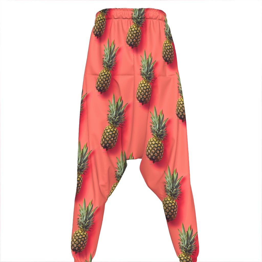 Pastel Pink Pineapple Pattern Print Hammer Pants