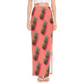 Pastel Pink Pineapple Pattern Print High Slit Maxi Skirt