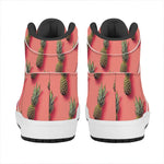 Pastel Pink Pineapple Pattern Print High Top Leather Sneakers