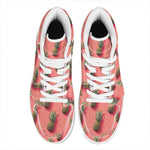 Pastel Pink Pineapple Pattern Print High Top Leather Sneakers