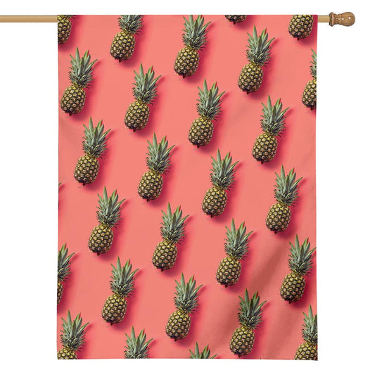Pastel Pink Pineapple Pattern Print House Flag