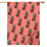 Pastel Pink Pineapple Pattern Print House Flag