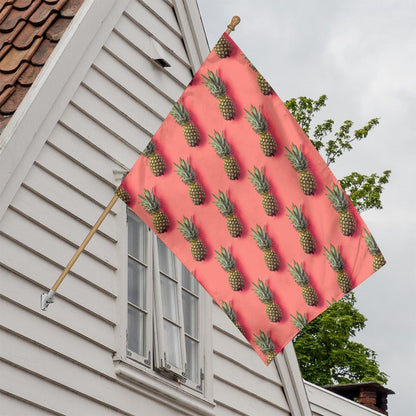 Pastel Pink Pineapple Pattern Print House Flag