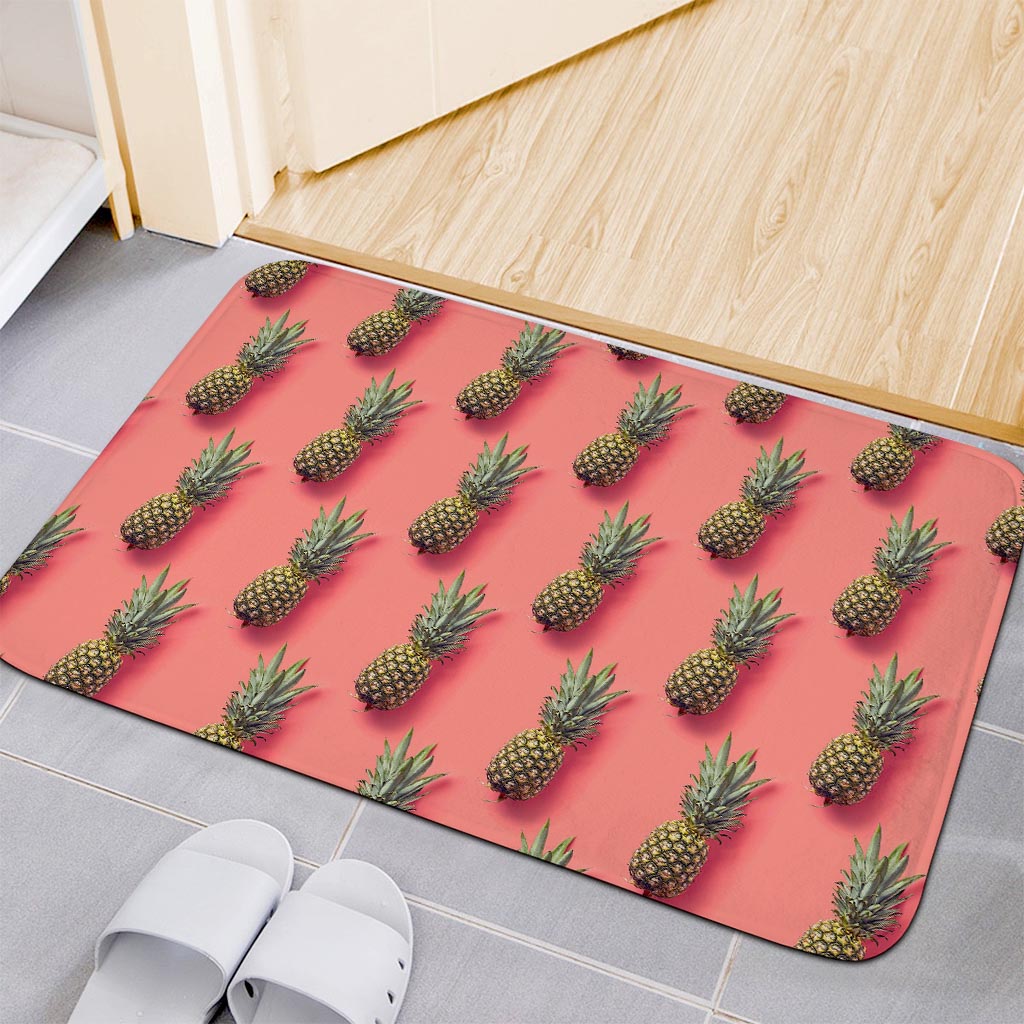 Pastel Pink Pineapple Pattern Print Indoor Door Mat