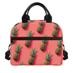 Pastel Pink Pineapple Pattern Print Insulated Lunch Bag