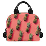 Pastel Pink Pineapple Pattern Print Insulated Lunch Bag
