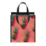 Pastel Pink Pineapple Pattern Print Insulated Lunch Tote