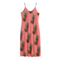 Pastel Pink Pineapple Pattern Print Jersey Midi Cami Dress