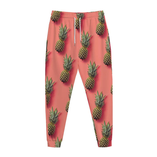 Pastel Pink Pineapple Pattern Print Jogger Pants