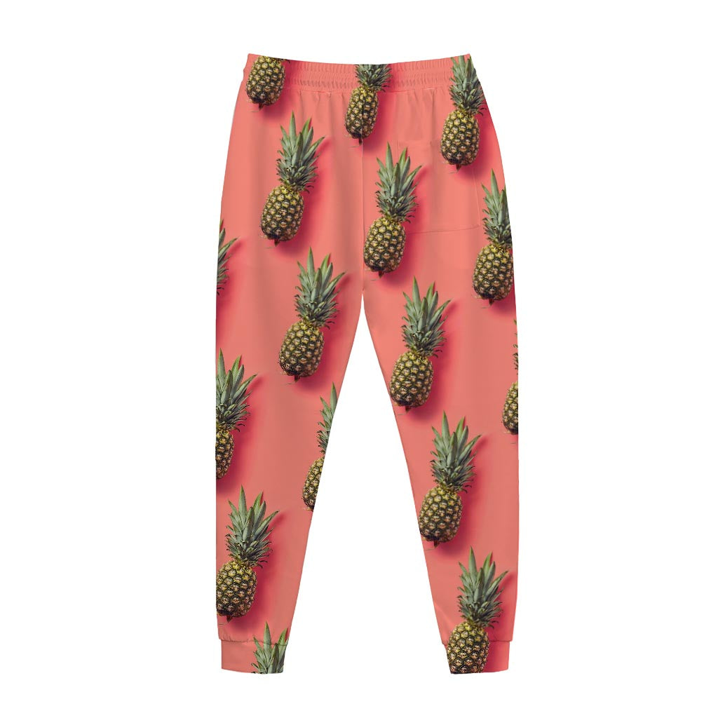 Pastel Pink Pineapple Pattern Print Jogger Pants