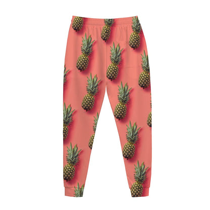 Pastel Pink Pineapple Pattern Print Jogger Pants