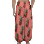 Pastel Pink Pineapple Pattern Print Lantern Pants