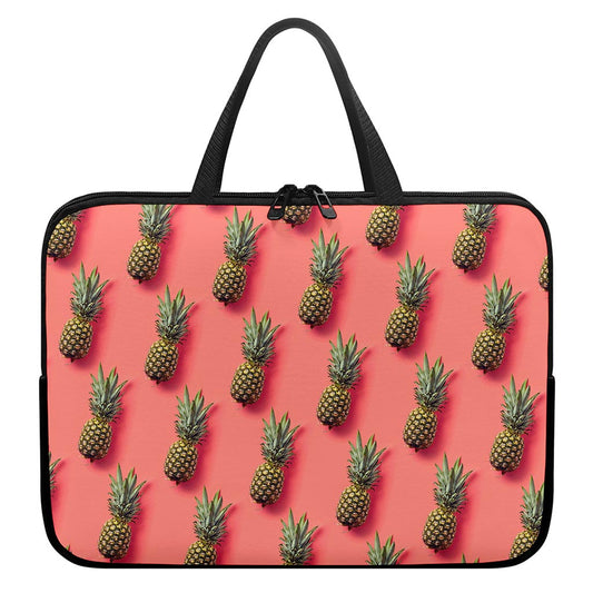 Pastel Pink Pineapple Pattern Print Laptop Sleeve With Handle