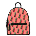 Pastel Pink Pineapple Pattern Print Leather Backpack