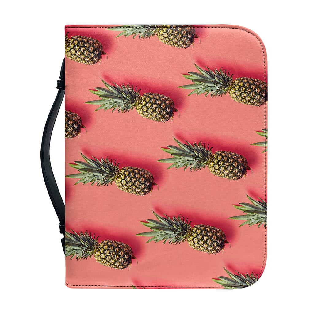 Pastel Pink Pineapple Pattern Print Leather Bible Cover