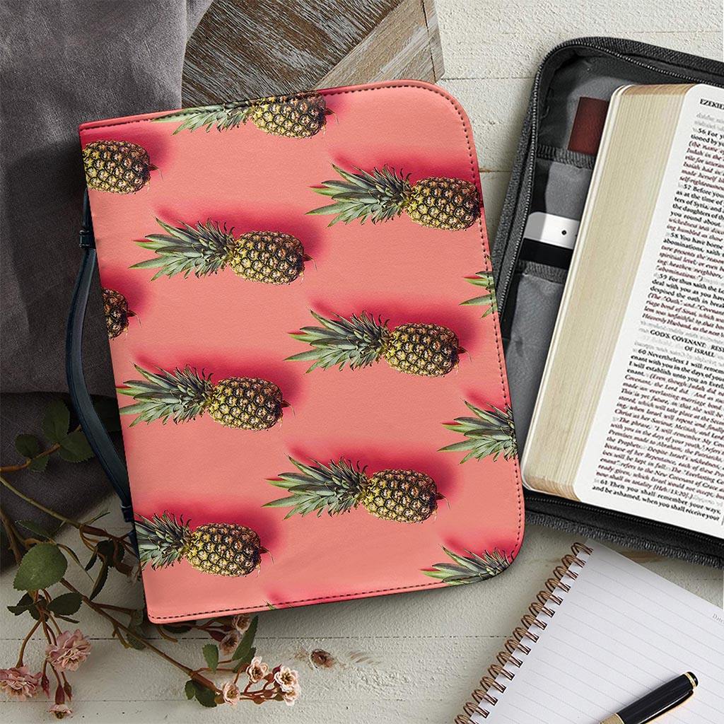 Pastel Pink Pineapple Pattern Print Leather Bible Cover