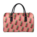 Pastel Pink Pineapple Pattern Print Leather Duffel Bag