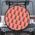 Pastel Pink Pineapple Pattern Print Leather Spare Tire Cover