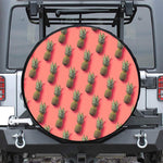 Pastel Pink Pineapple Pattern Print Leather Spare Tire Cover