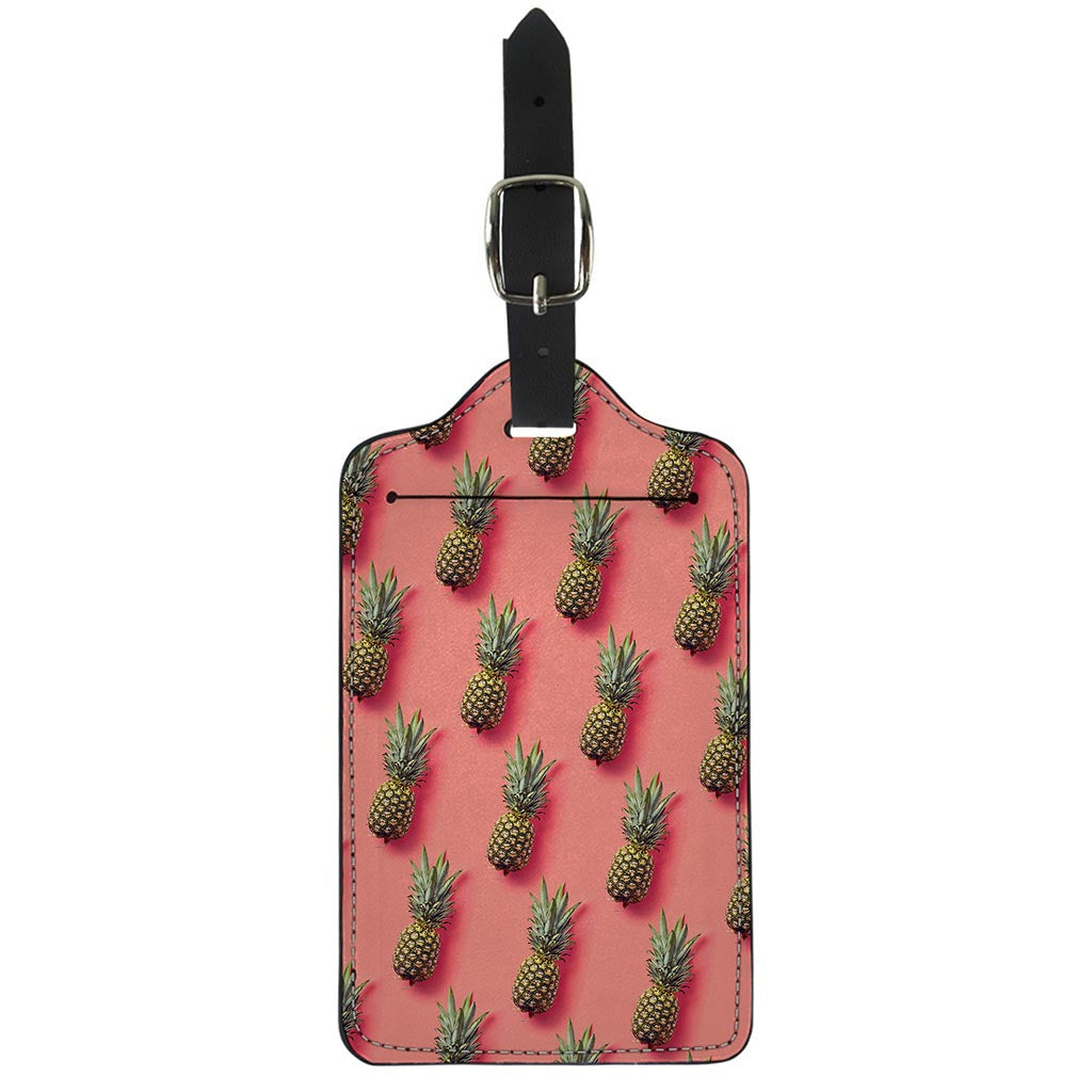 Pastel Pink Pineapple Pattern Print Luggage Tag