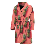 Pastel Pink Pineapple Pattern Print Men's Bathrobe