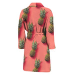 Pastel Pink Pineapple Pattern Print Men's Bathrobe