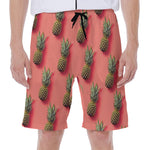 Pastel Pink Pineapple Pattern Print Men's Beach Shorts