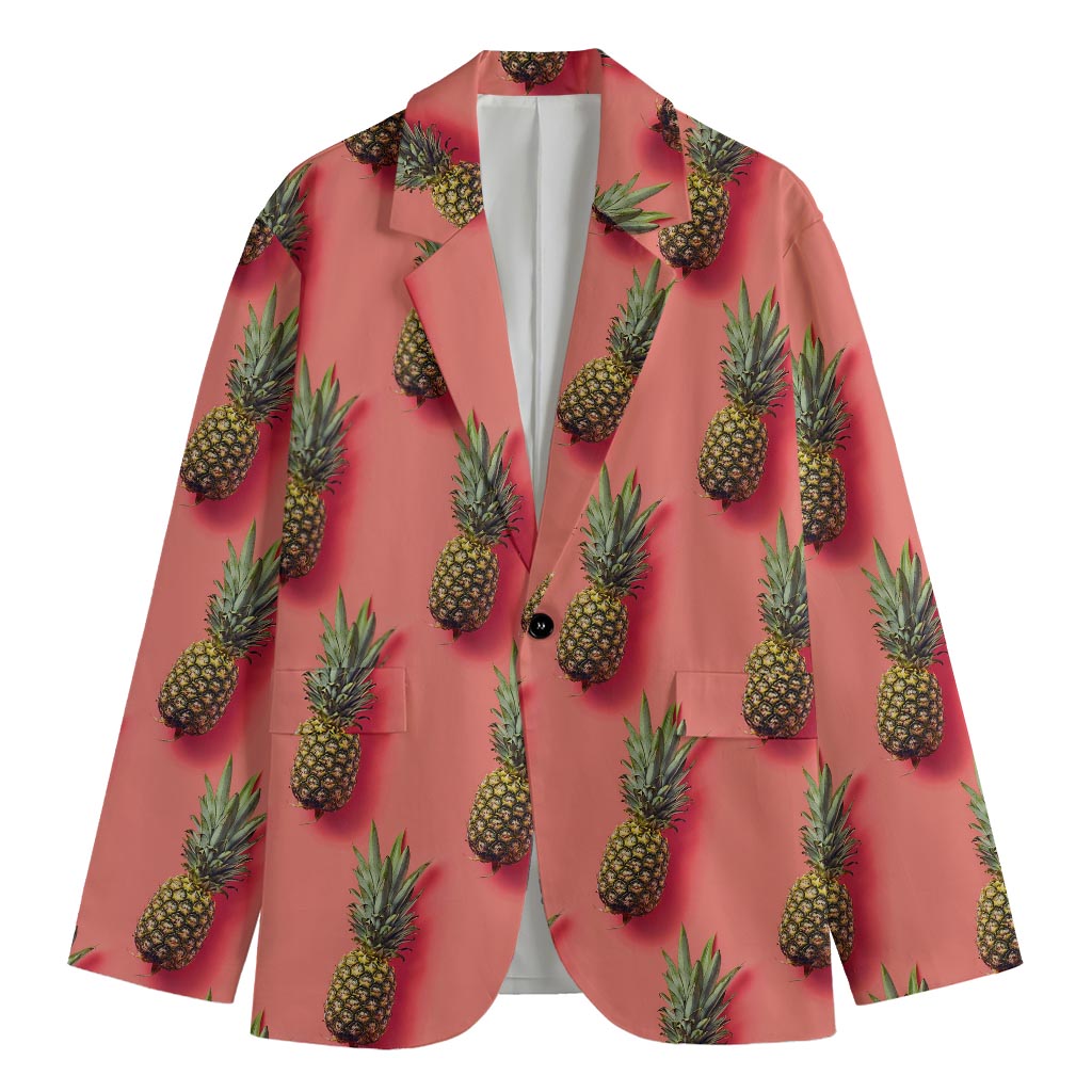 Pastel Pink Pineapple Pattern Print Men's Blazer