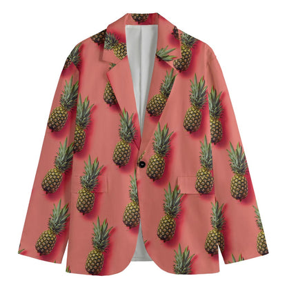 Pastel Pink Pineapple Pattern Print Men's Blazer