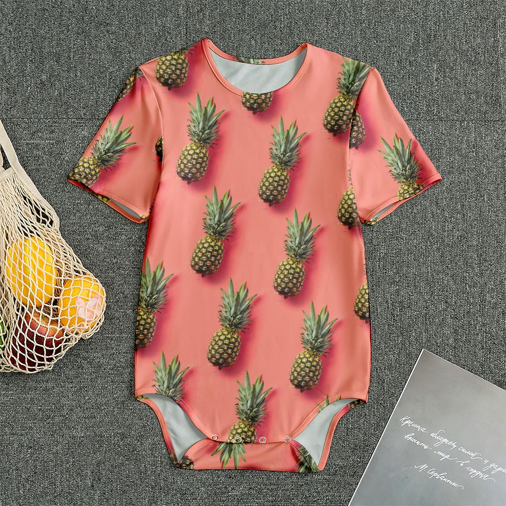 Pastel Pink Pineapple Pattern Print Men's Bodysuit