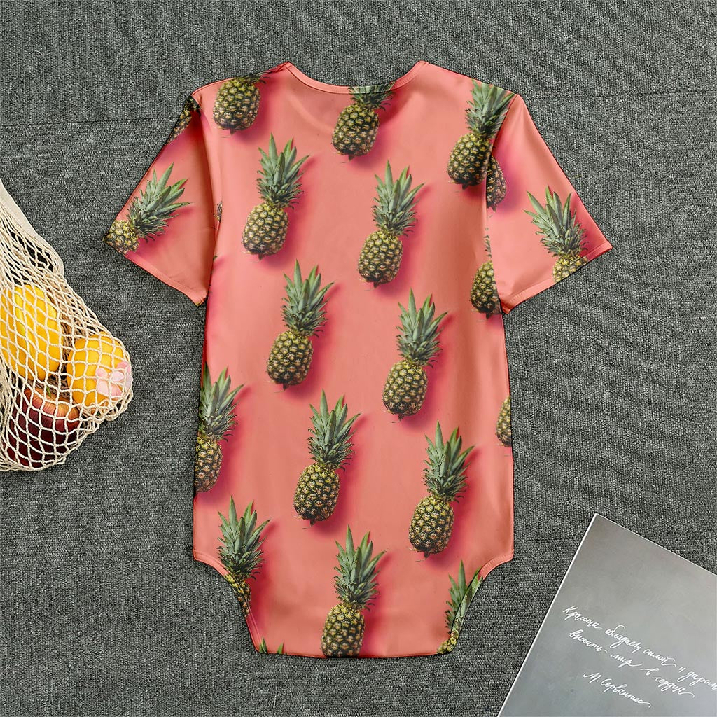 Pastel Pink Pineapple Pattern Print Men's Bodysuit